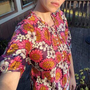 vintage floral 100% silk blouse